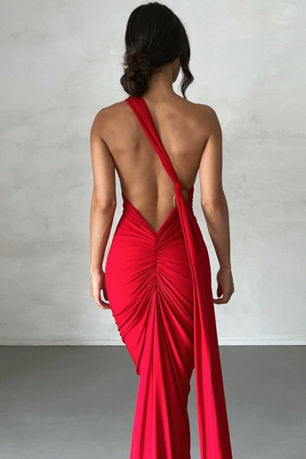 Elena Asymmetric One-Shoulder Maxi Dress for Evenings