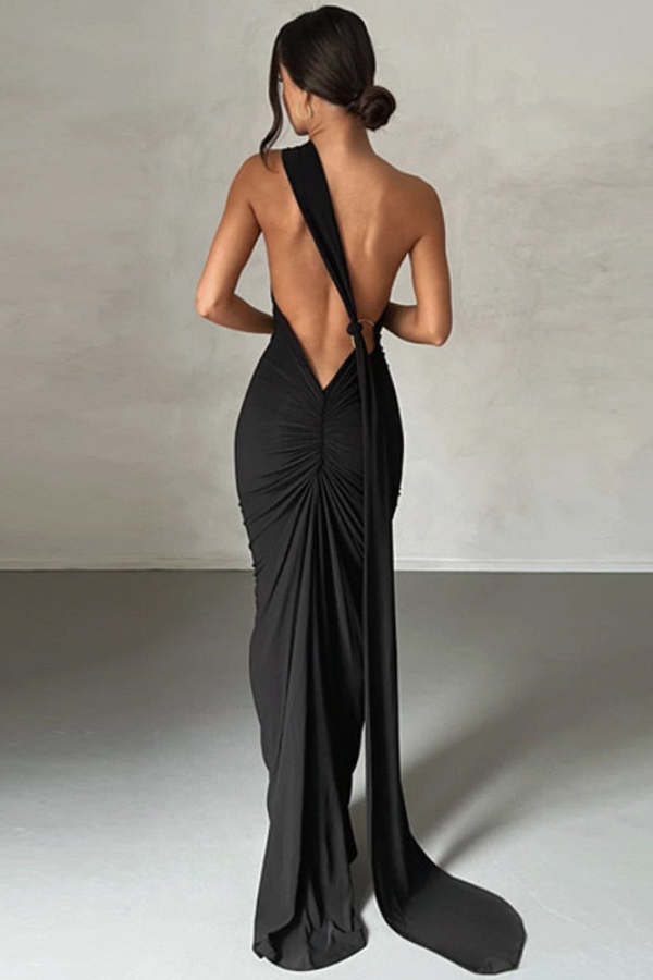 Elena Asymmetric One-Shoulder Maxi Dress for Evenings