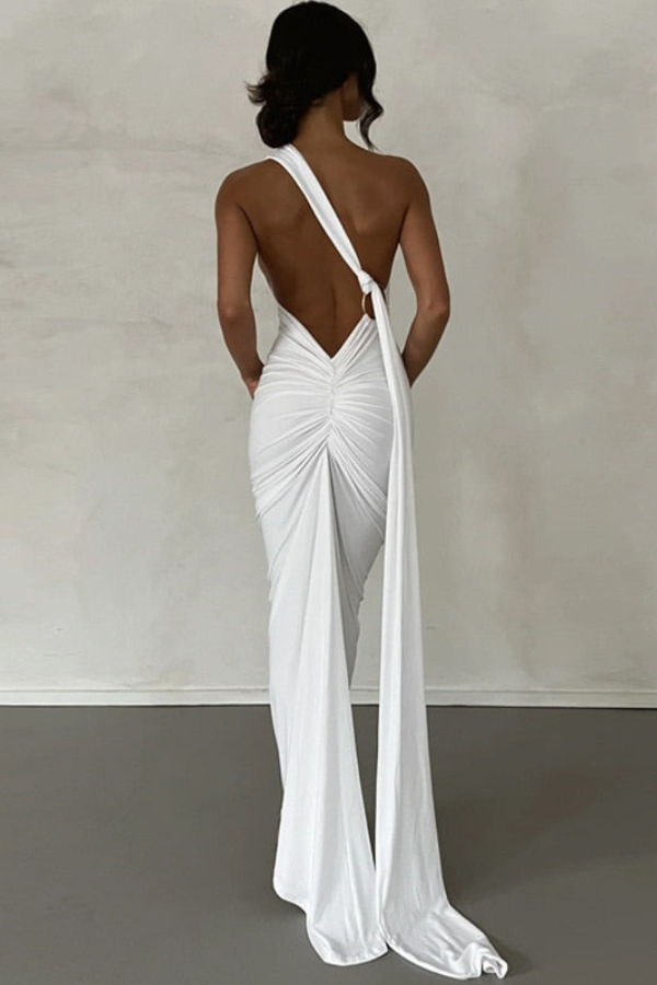 Elena Asymmetric One-Shoulder Maxi Dress for Evenings