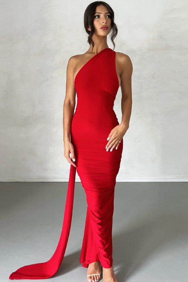 Elena Asymmetric One-Shoulder Maxi Dress for Evenings