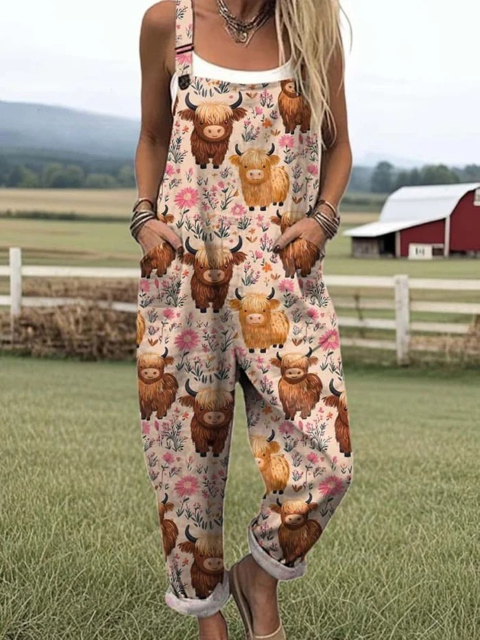Zerva Vintage Floral Cotton Jumpsuit