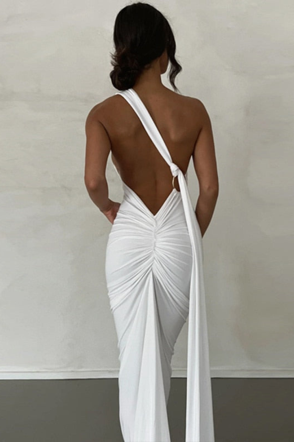 Elena Asymmetric One-Shoulder Maxi Dress for Evenings