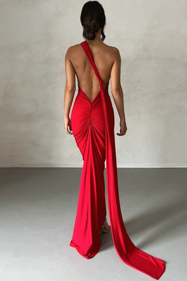 Elena Asymmetric One-Shoulder Maxi Dress for Evenings