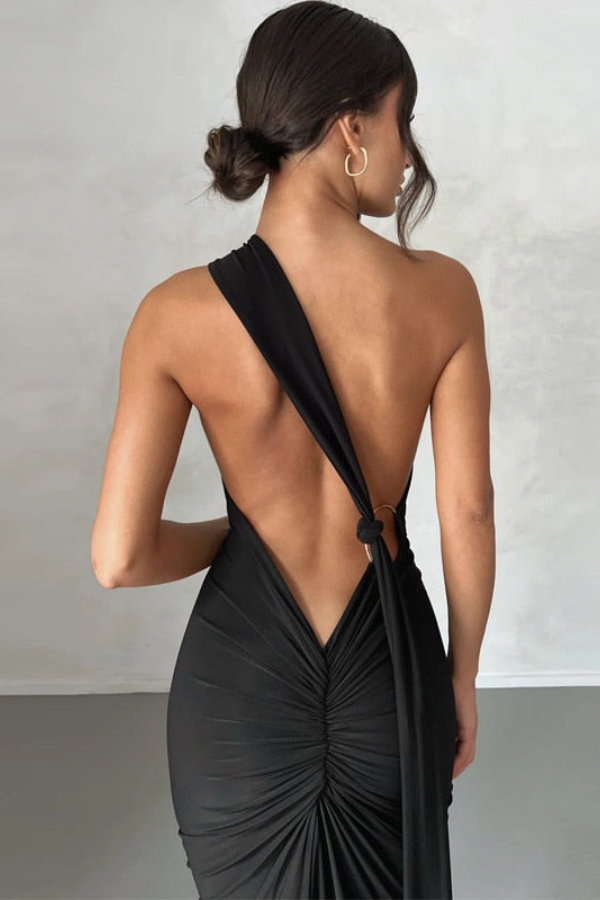 Elena Asymmetric One-Shoulder Maxi Dress for Evenings