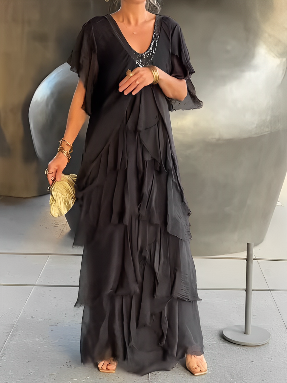 Summer Elegant V-Neck Maxi Dress