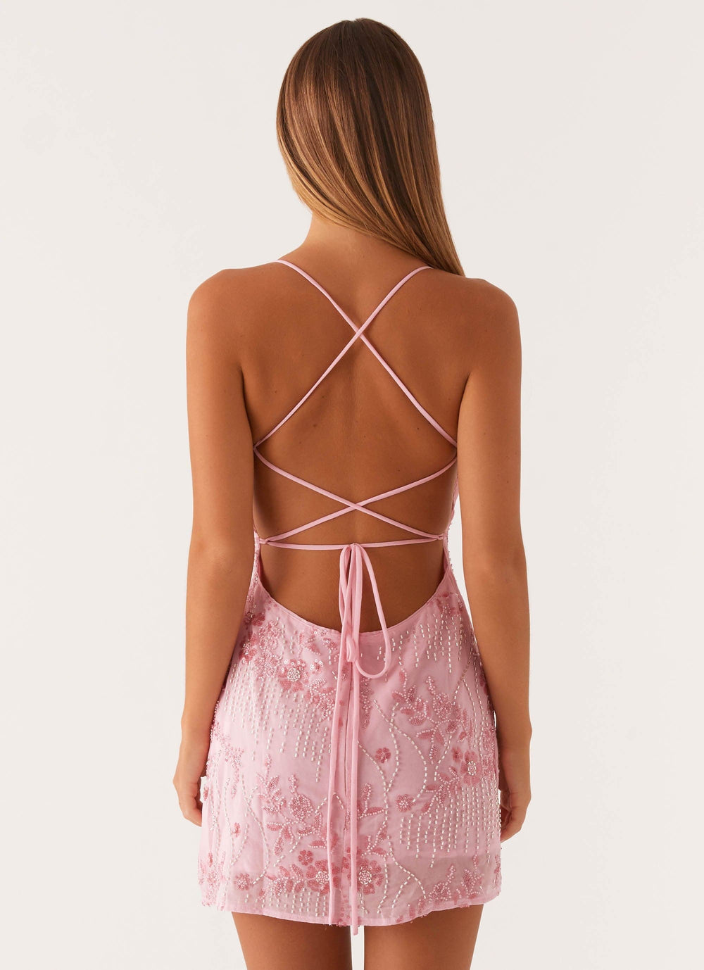 Vietta Sequin Open-Back Mini Dress