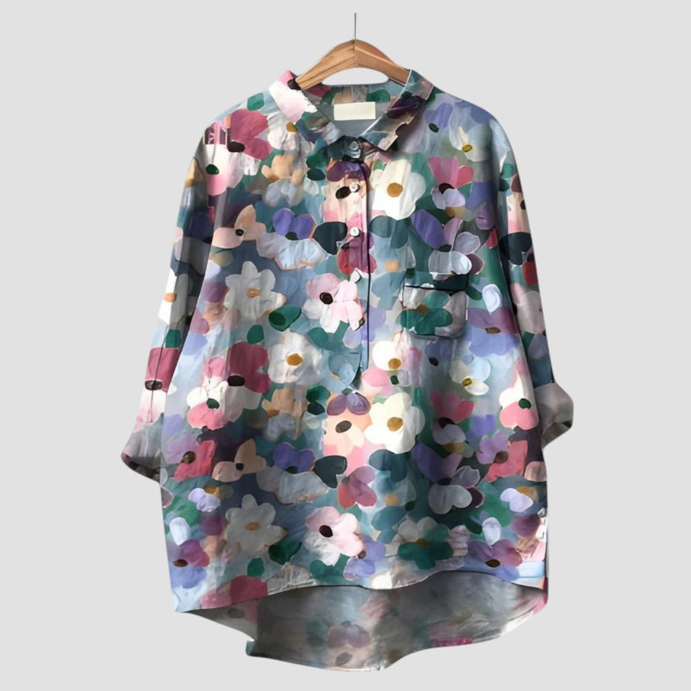 Violetta Statement Pattern Designer Button Shirt for Women