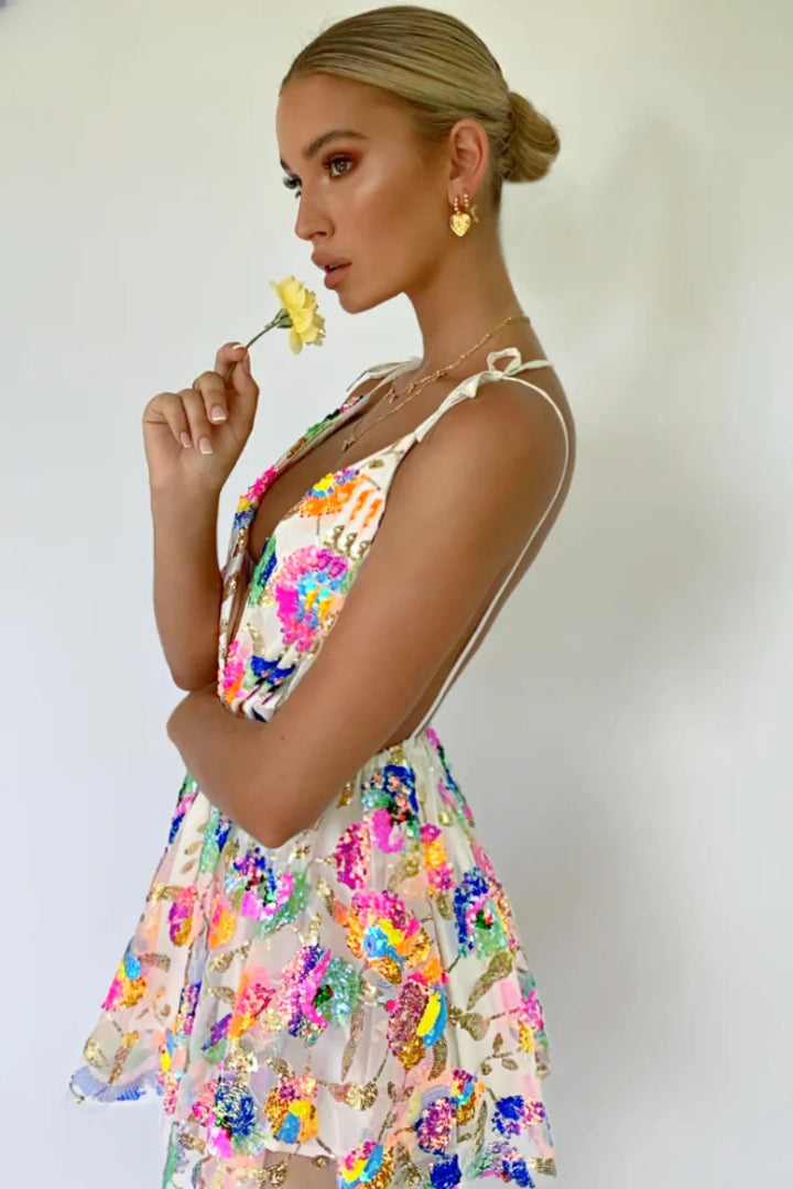 Zephyr Backless Sequin Mini Dress