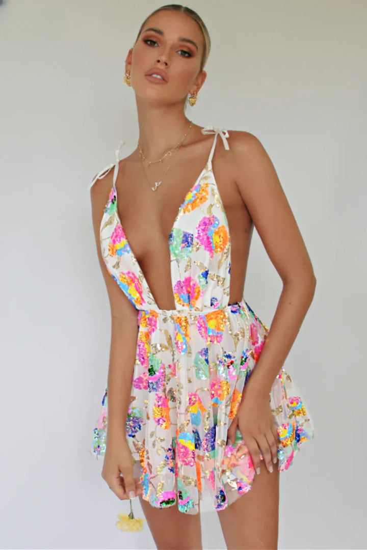 Zephyr Backless Sequin Mini Dress