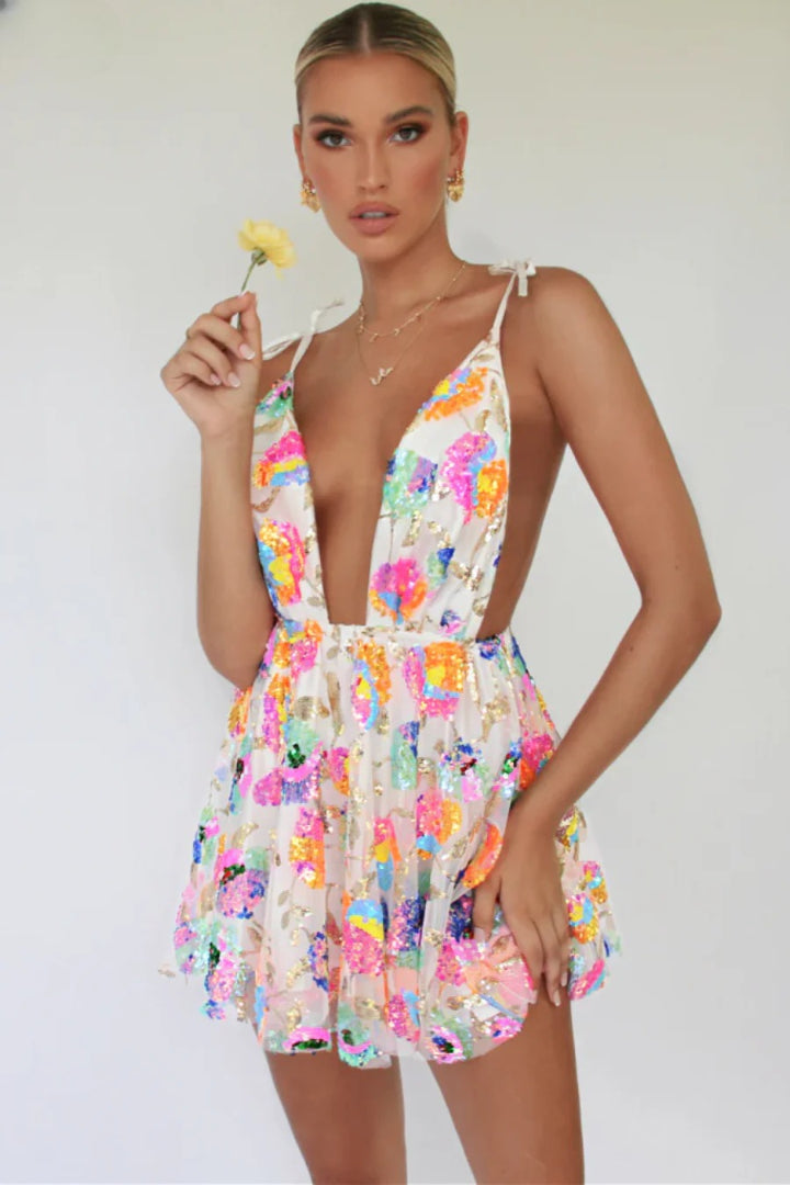 Zephyr Backless Sequin Mini Dress