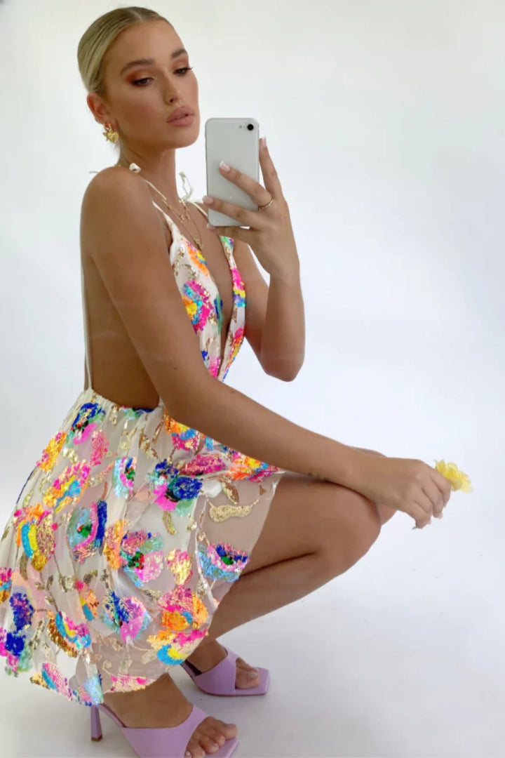 Zephyr Backless Sequin Mini Dress