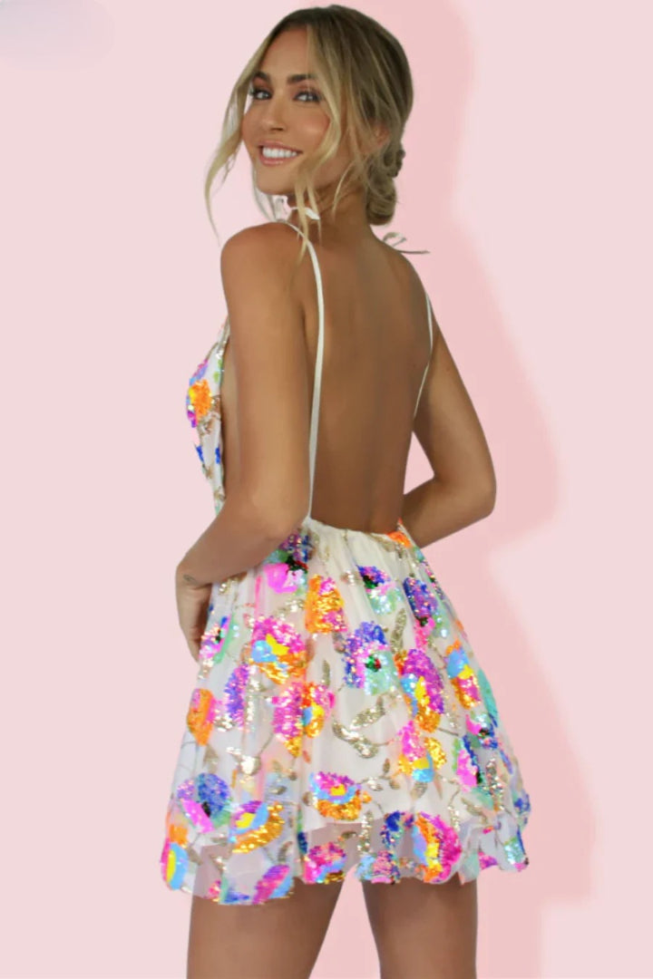 Zephyr Backless Sequin Mini Dress