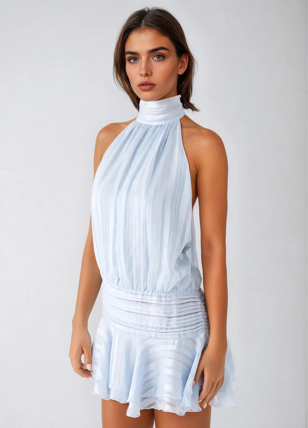 Serenella Beaded Chiffon Mini Dress