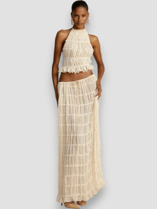 Micaela Ruffle Pleated Set