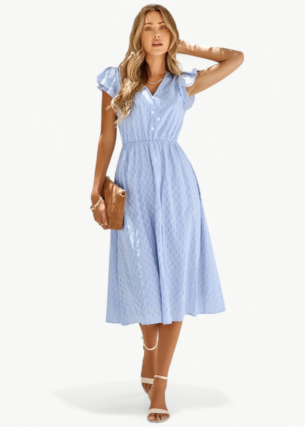 Violet Ruffled V-Neck Dress