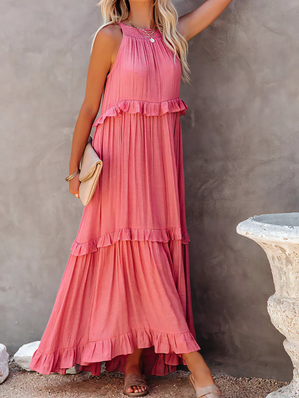 Vesa Ruffled Flowing Dress
