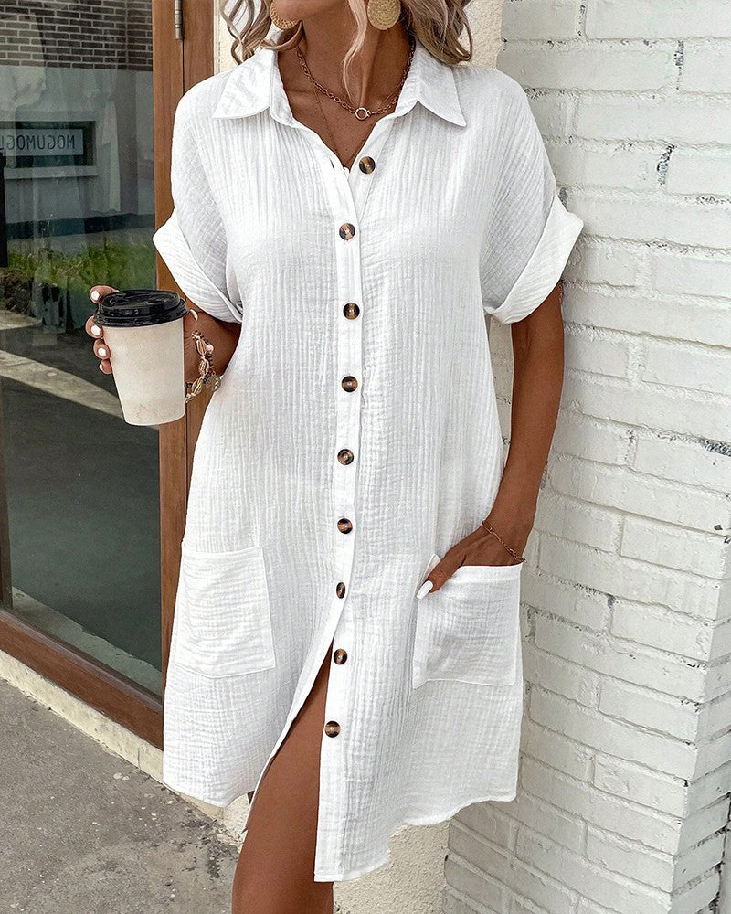 Lizzy Relaxed Cotton Shirt Dress for Summer Comfort
