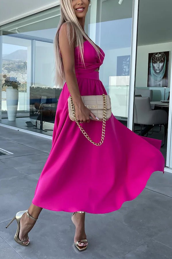 Aubrey Stretch Polyester Slit Midi Dress