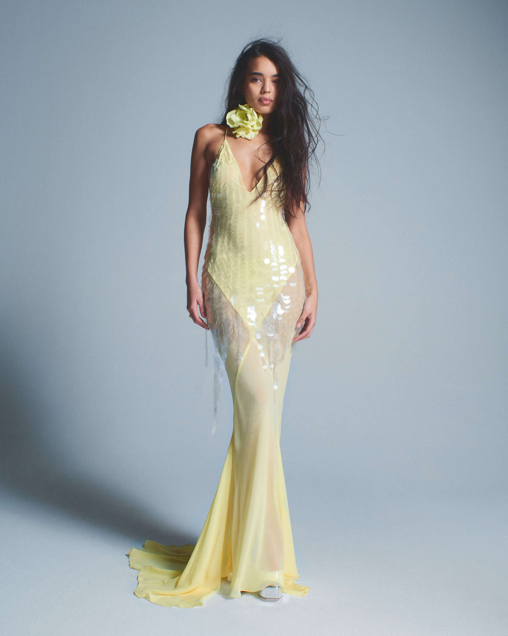 Nisari Floral Choker Sequin Maxi Dress