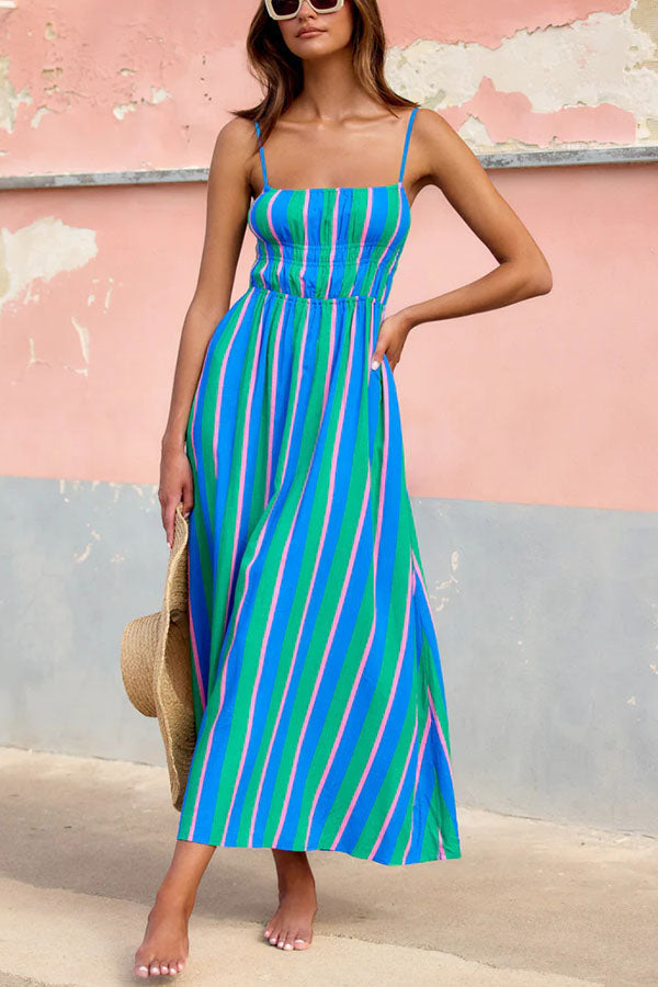Gigi Striped Midi Dress with Pockets