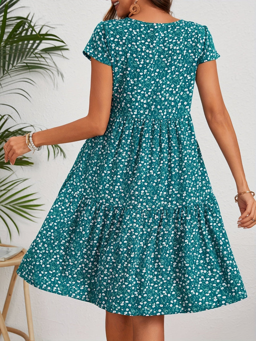 Callista Floral Print Crew Dress