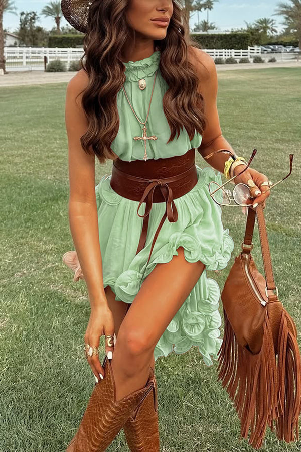 Romantic Drama Halter Ruffle Top