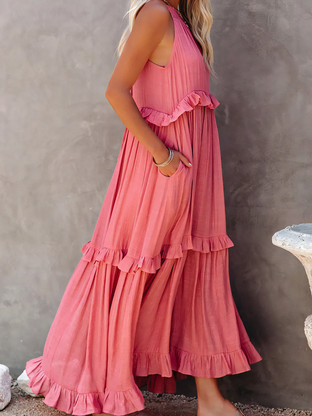 Vesa Ruffled Flowing Dress