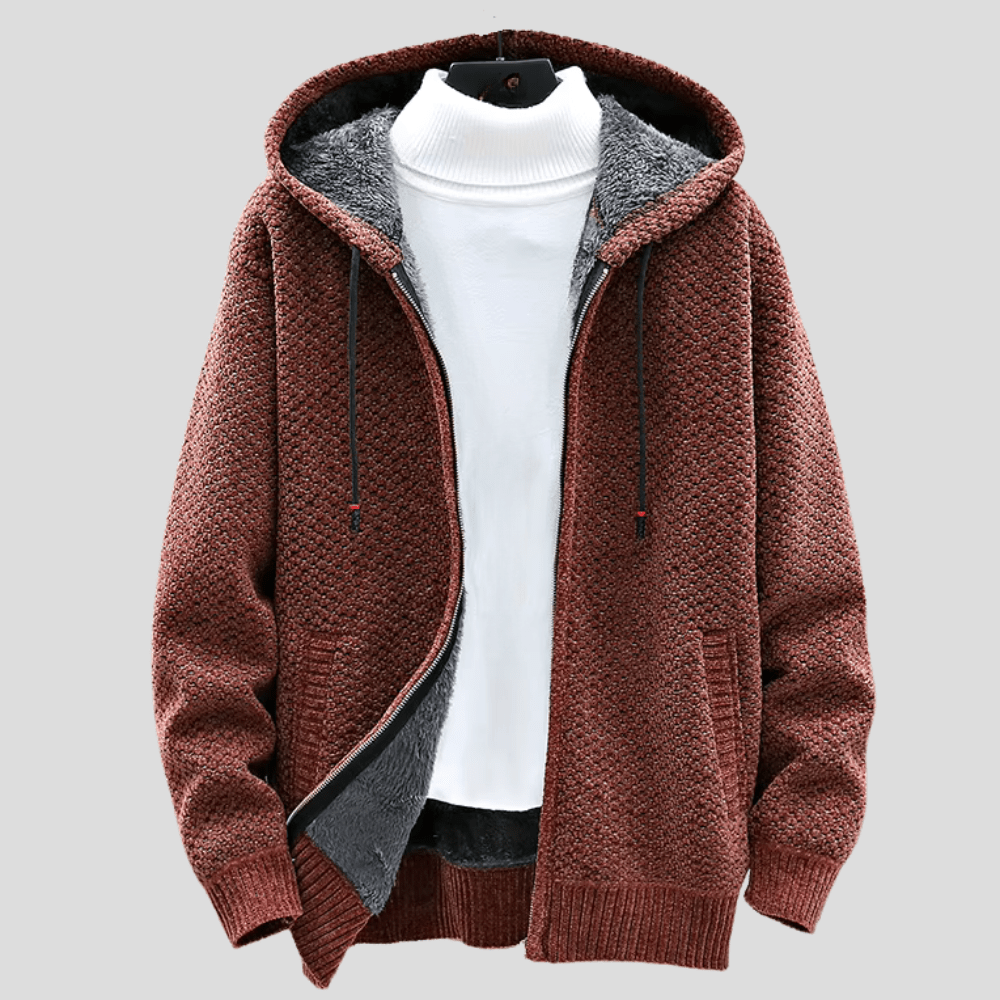 Alaric Heritage Knit Full-Zip Everyday Hooded Sweater