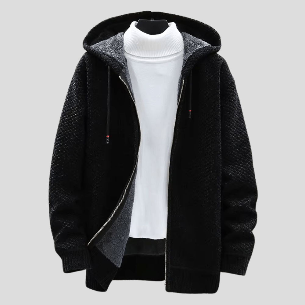 Alaric Heritage Knit Full-Zip Everyday Hooded Sweater
