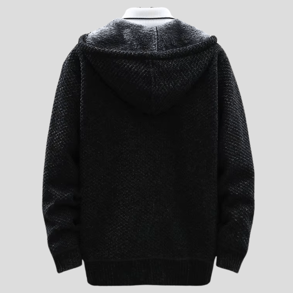 Alaric Heritage Knit Full-Zip Everyday Hooded Sweater