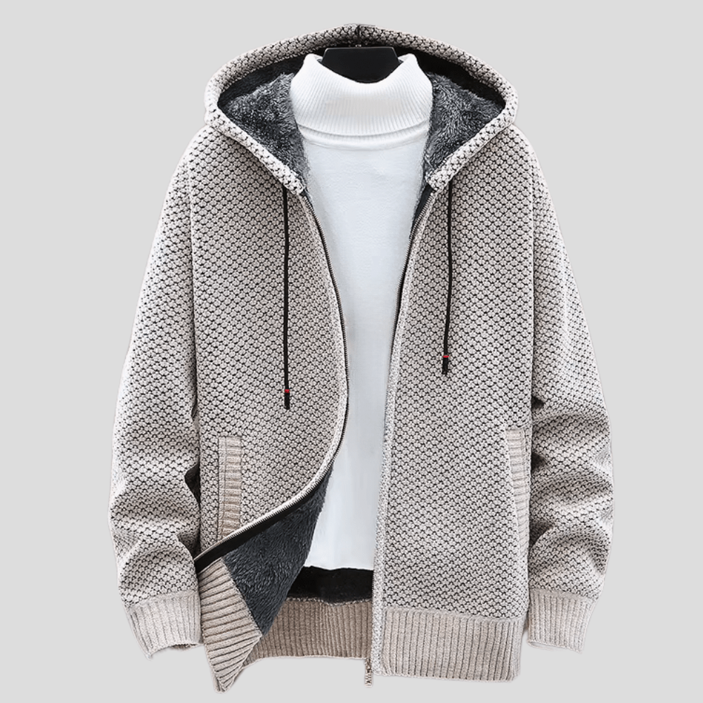 Alaric Heritage Knit Full-Zip Everyday Hooded Sweater