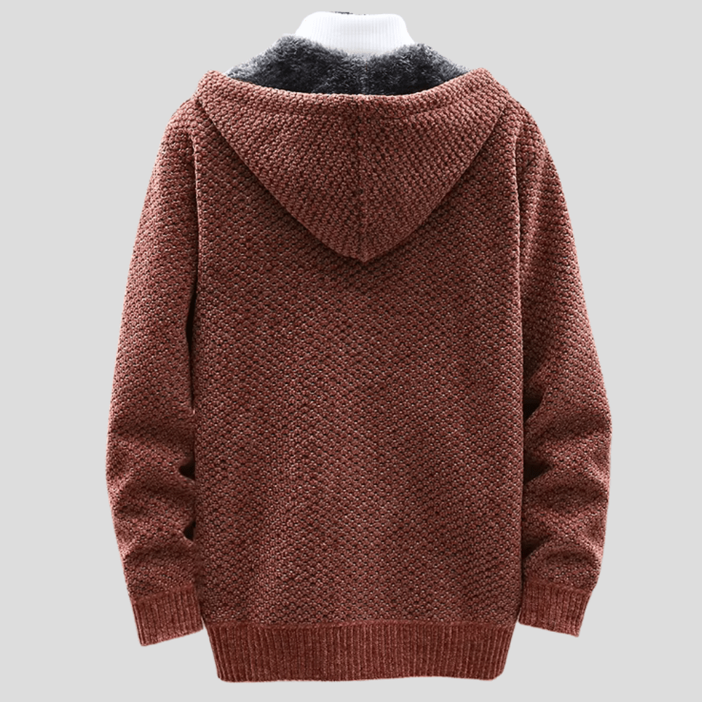 Alaric Heritage Knit Full-Zip Everyday Hooded Sweater