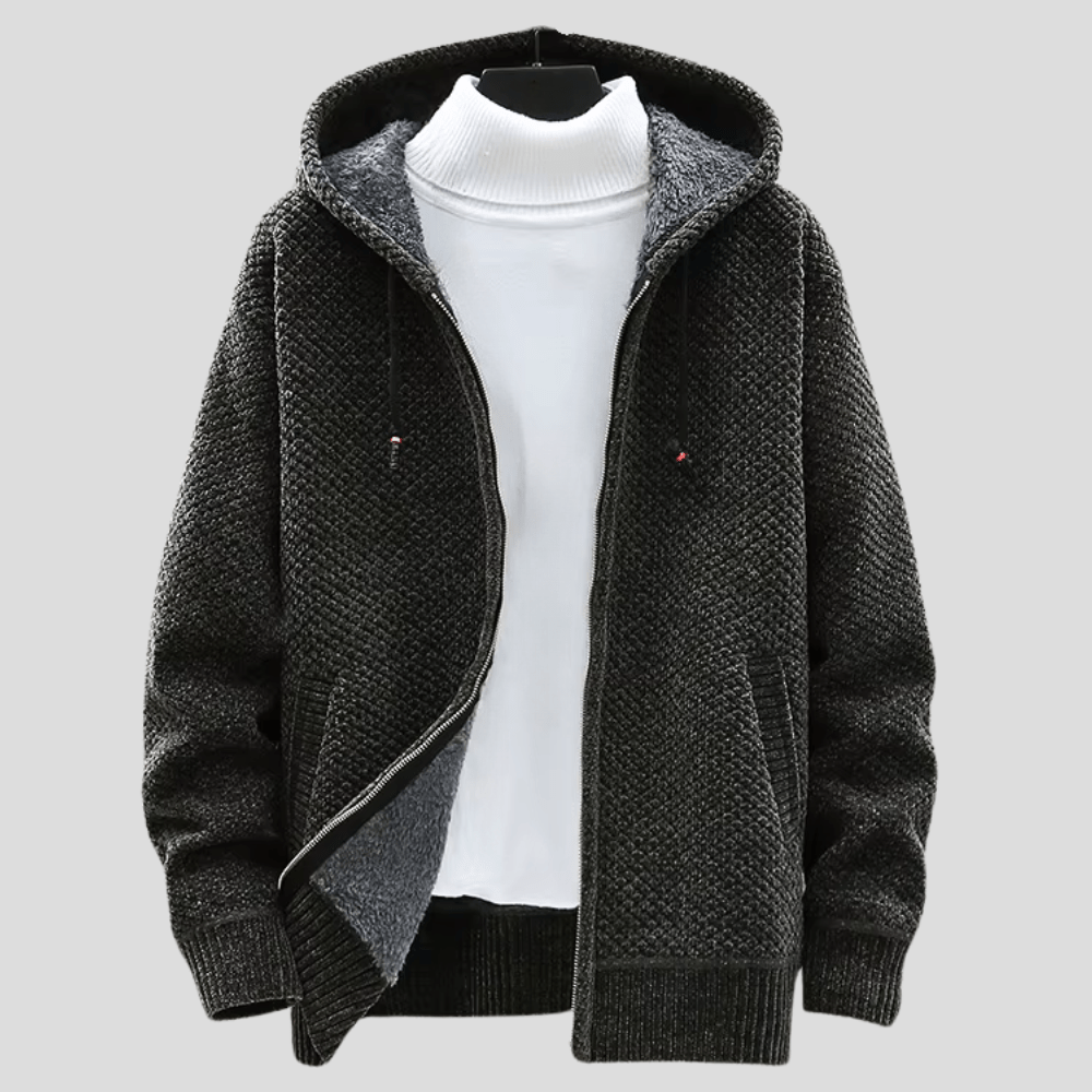 Alaric Heritage Knit Full-Zip Everyday Hooded Sweater