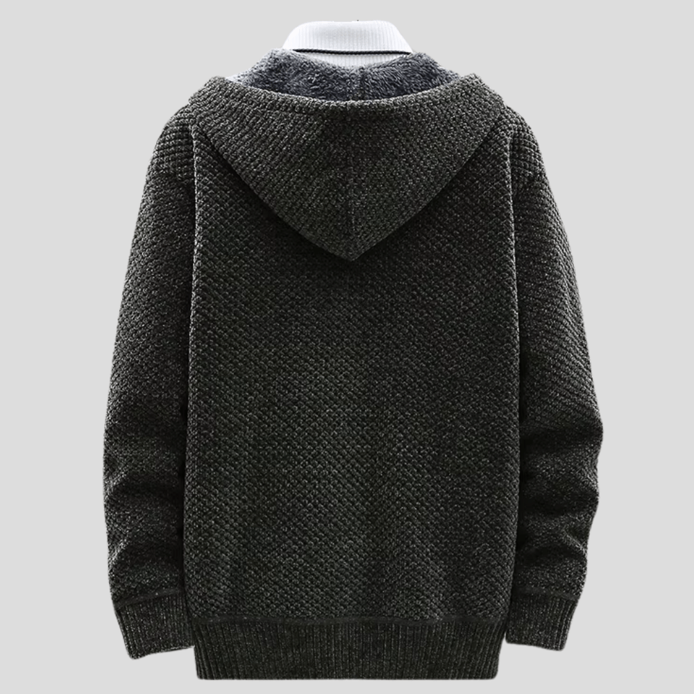 Alaric Heritage Knit Full-Zip Everyday Hooded Sweater