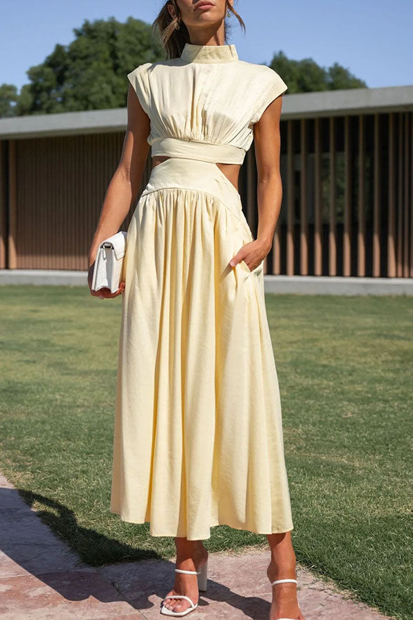 Quincy Cutout Midi Dress with Side Pockets for Summer