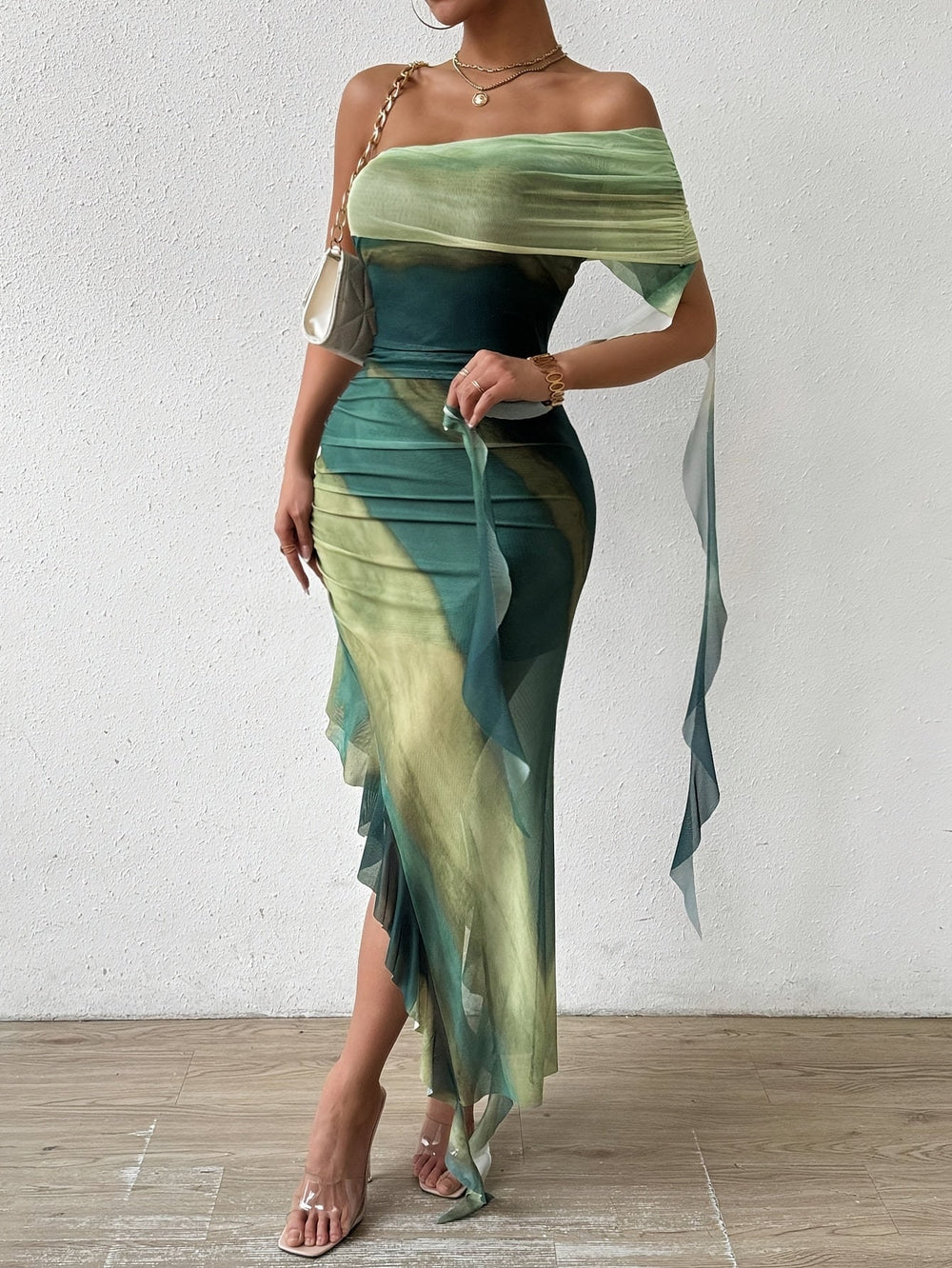Sophia Off-Shoulder Asymmetrical Dress