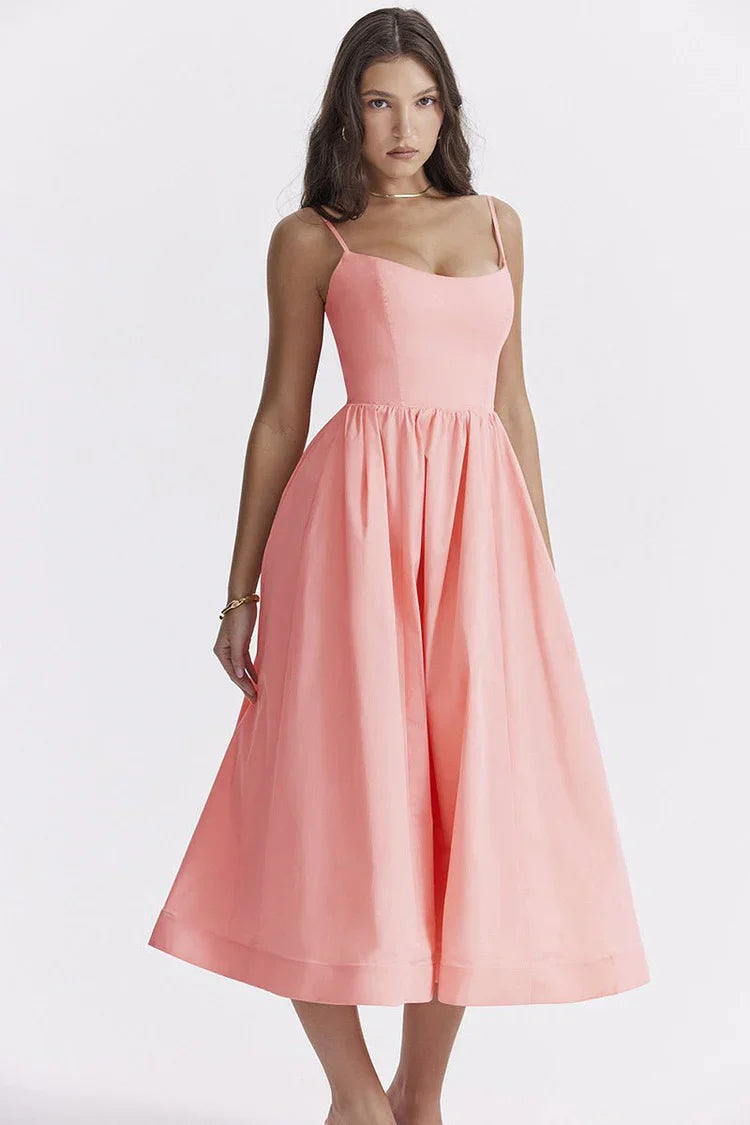 Aimee Stretch Polyester Corset Midi Dress