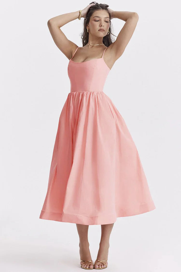 Aimee Stretch Polyester Corset Midi Dress