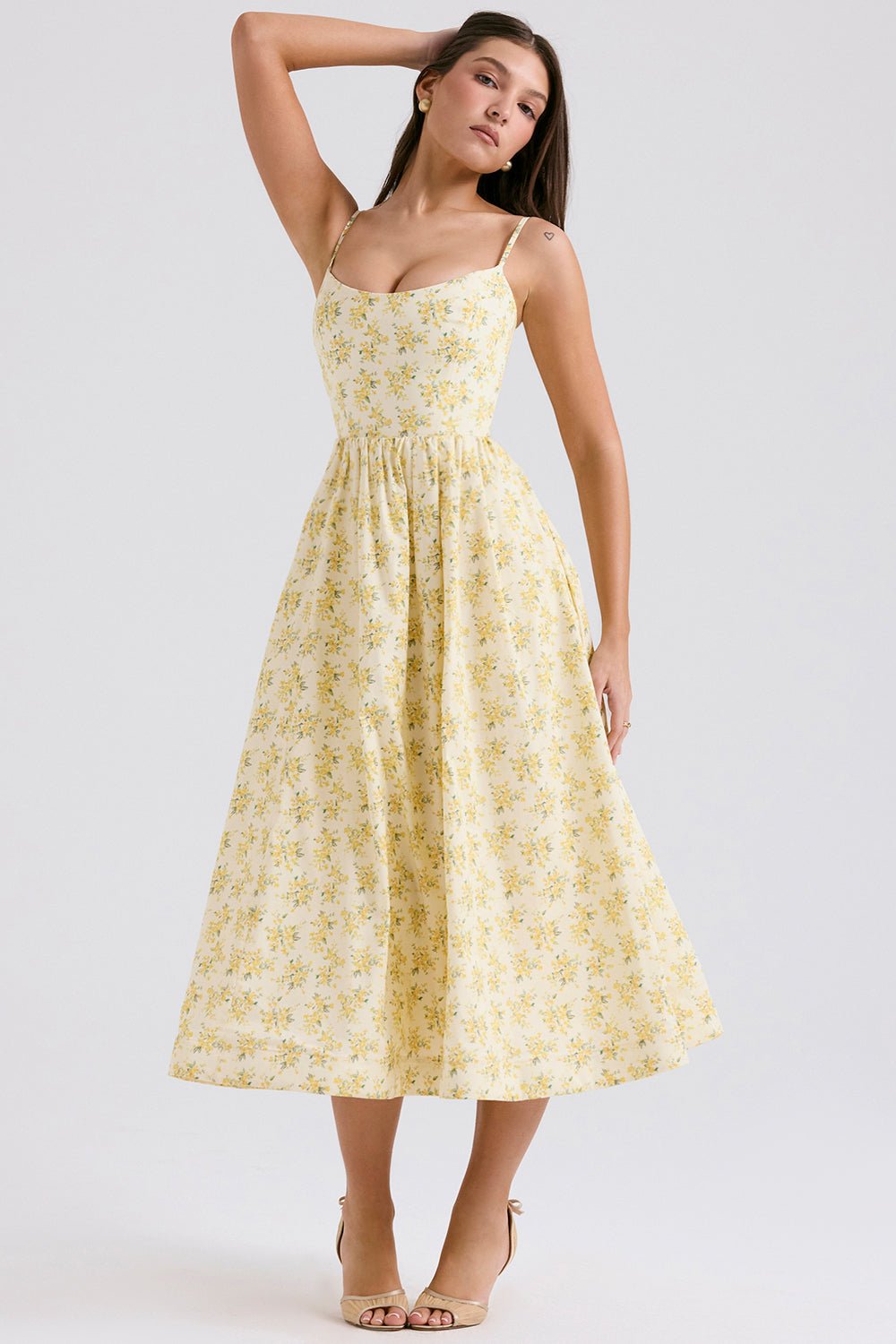 Aimee Stretch Polyester Corset Midi Dress