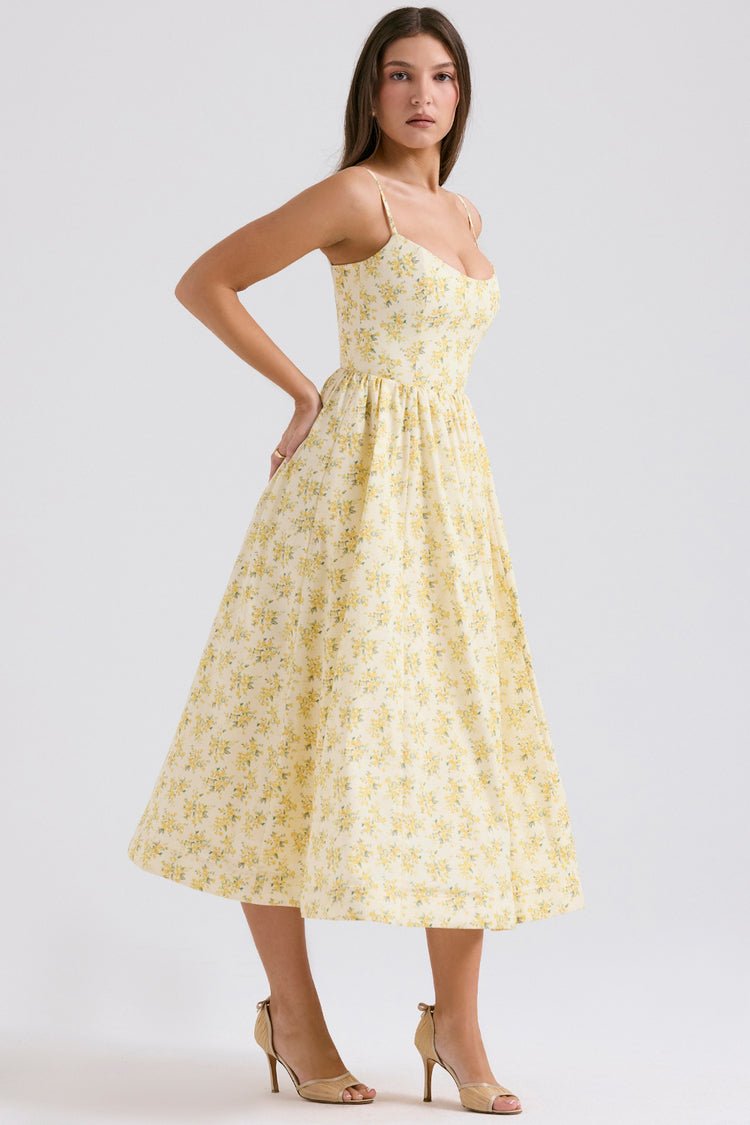 Aimee Stretch Polyester Corset Midi Dress
