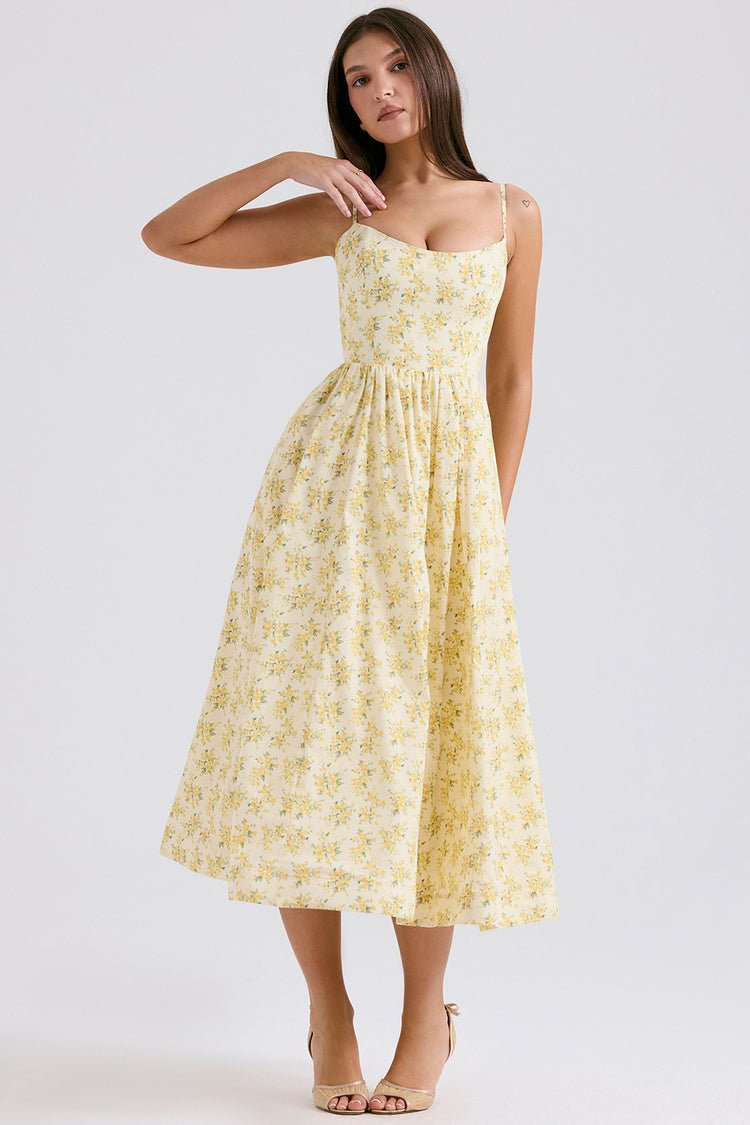 Aimee Stretch Polyester Corset Midi Dress