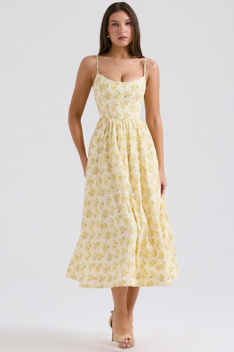 Aimee Stretch Polyester Corset Midi Dress