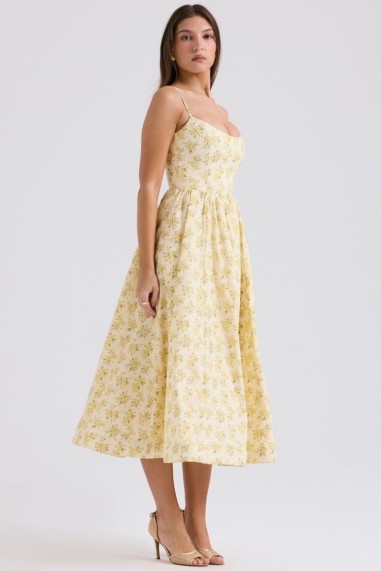 Aimee Stretch Polyester Corset Midi Dress