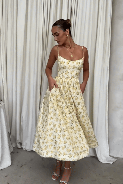 Aimee Stretch Polyester Corset Midi Dress