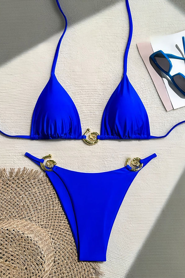 Bianca Triangle Bikini Set with Metal Hardware Detail