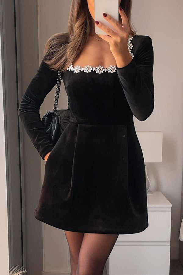Barbara | Velvet Mini Dress