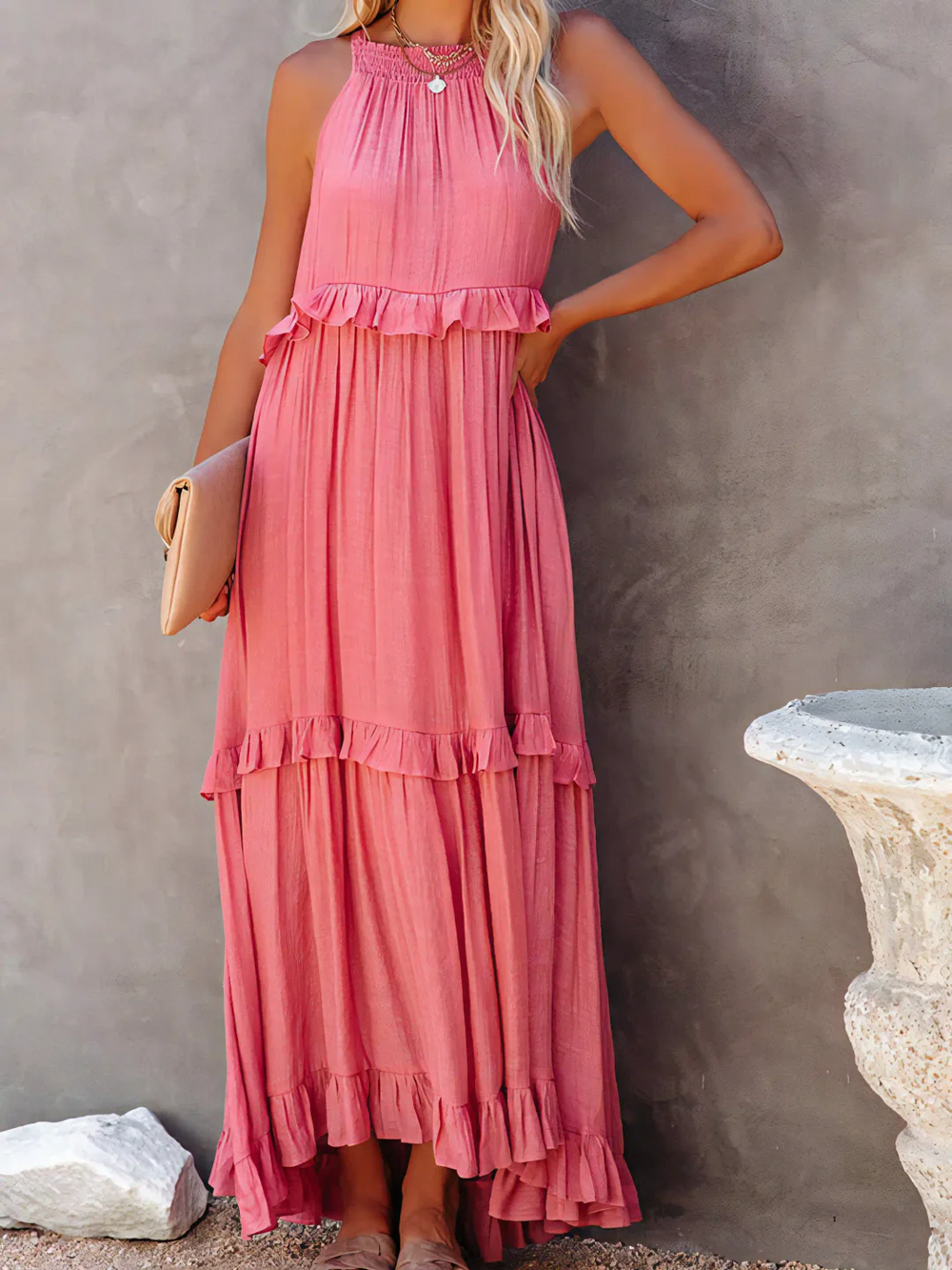 Vesa Ruffled Flowing Dress