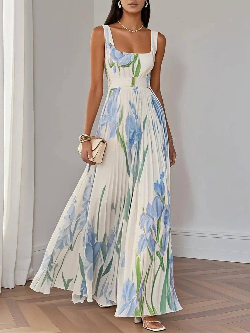 Iris Bloom Square Neckline A-Line Summer Dress