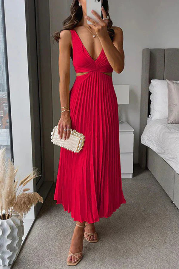 Xenia Pleated Midi Dress
