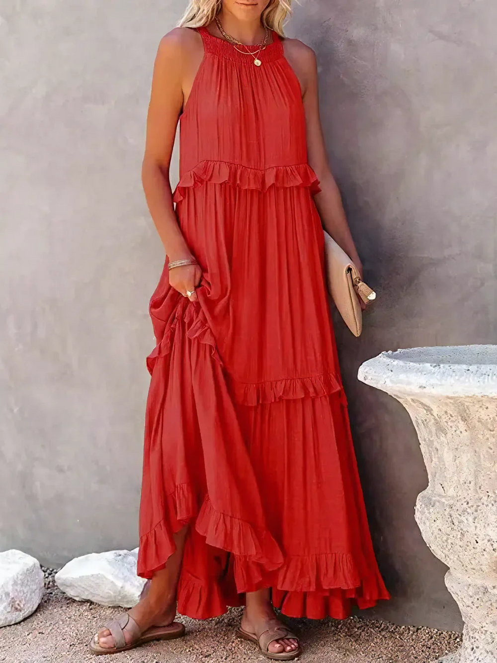 Vesa Ruffled Flowing Dress